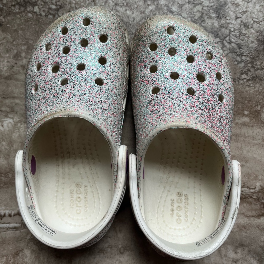 Kids Glitter Crocs Size 9